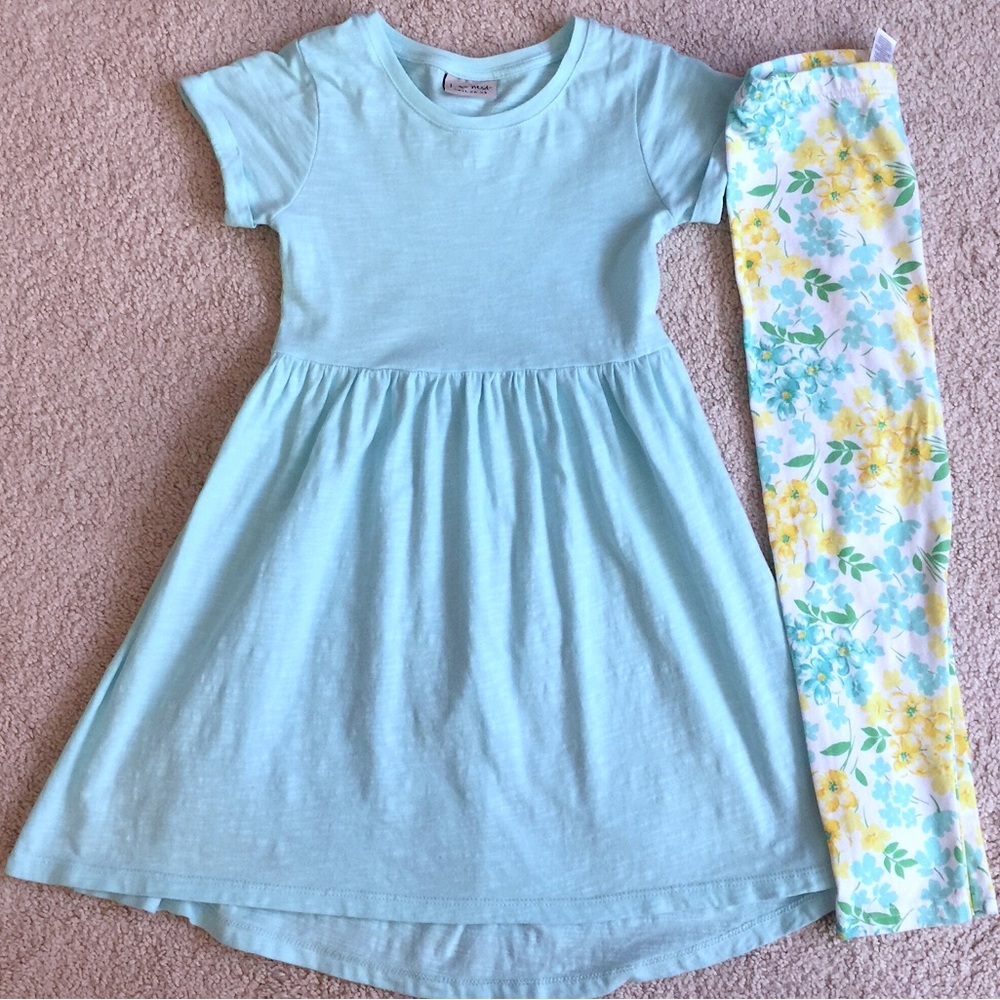 NEXT Direct Girls 5 6 Blue Dress Carter’s Floral Leggings Blue Yellow Green